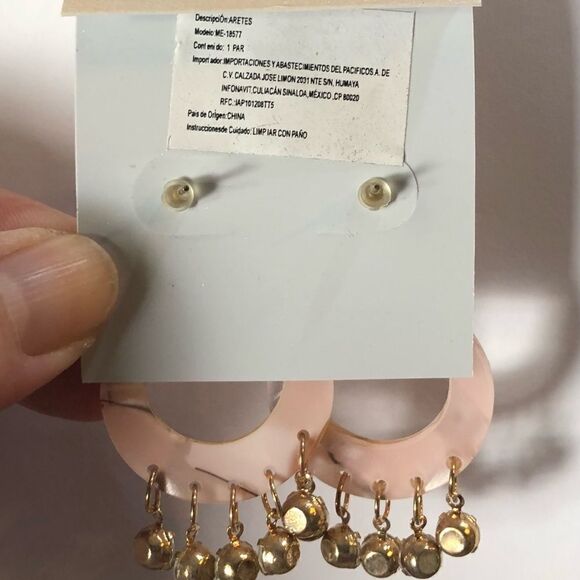 Fashion Jewelry Fairy Goth Pink Marbled Rhinestone Dangle Earrings - Picture 5 of 5